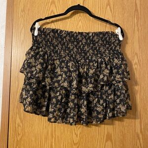 Altar'd State Black and Gold Floral Skater Skirt